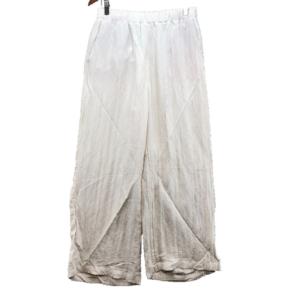 Zara Wrap Wide Leg Pants Womens Large White Beachy Flowy Resort Vacation Bridal